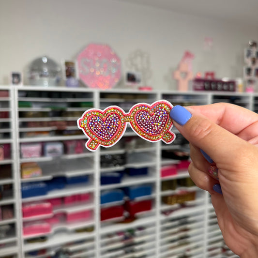 Orange Heart Glasses - Sequin Patch