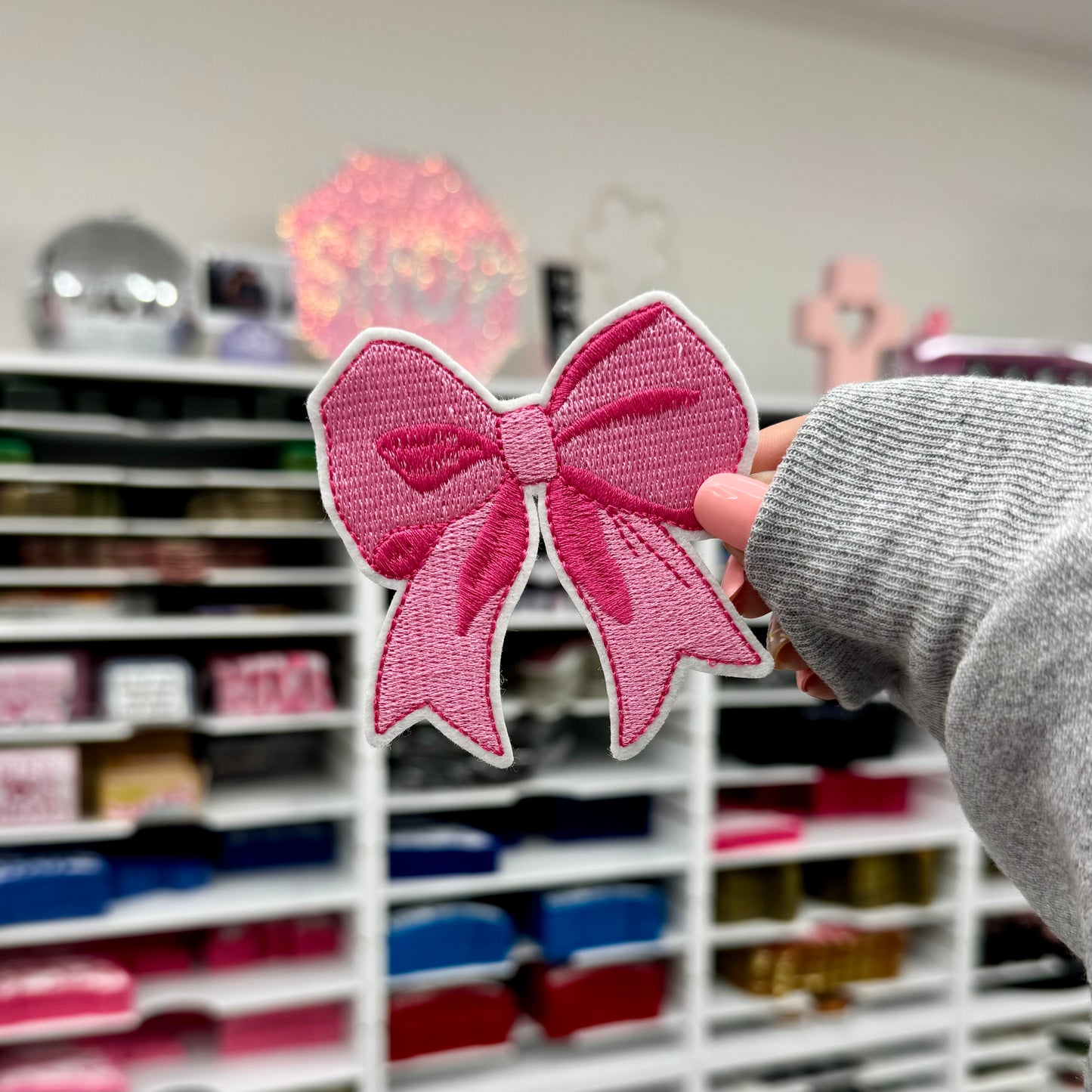 Pink Bow - Embroidered Patch