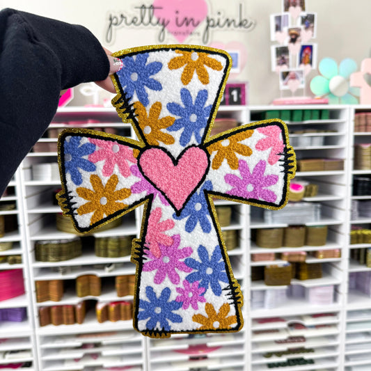 Floral Cross - Chenille Patch